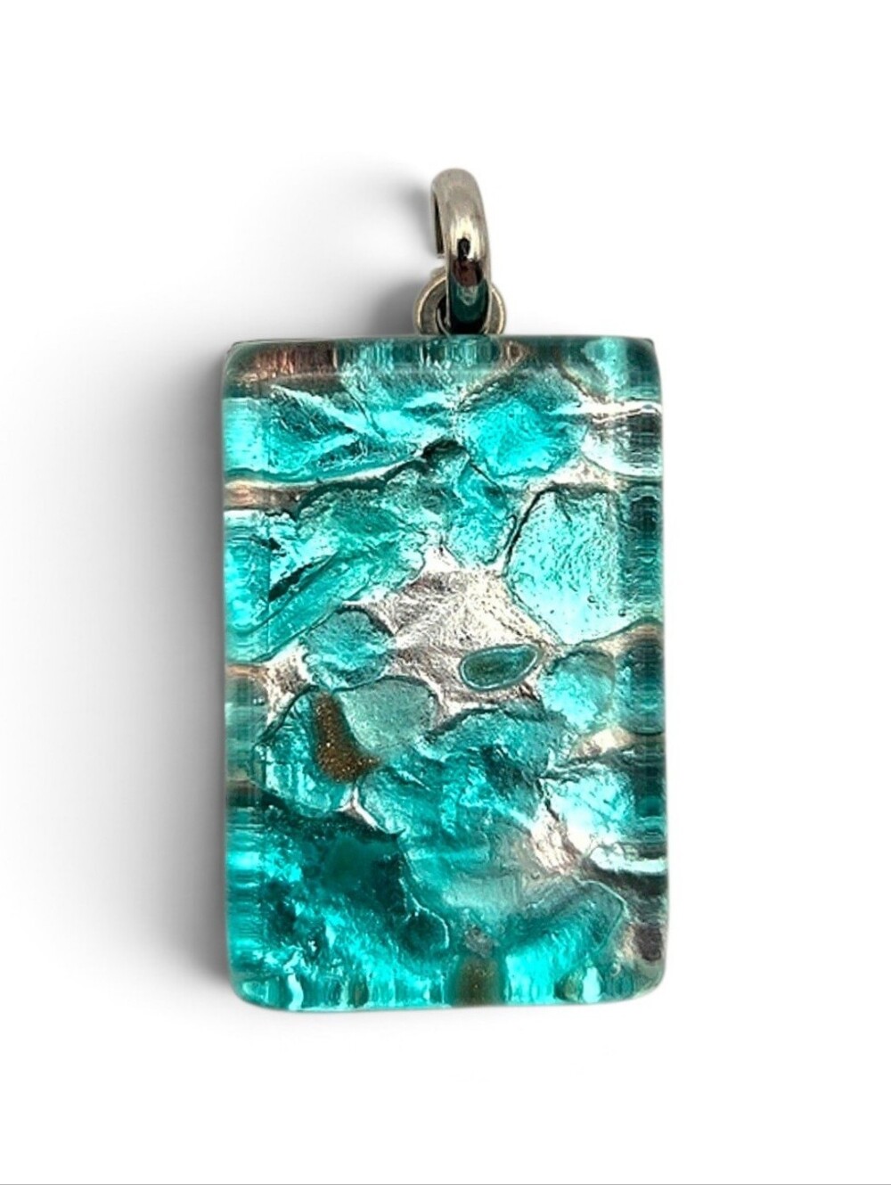 Vintage Murano Glass Pendant – Aqua Blue Art Glass – Made in Italy